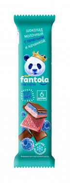 Шоколад молочный FANTOLA с начинкой и печеньем, вкус BLUE MALINA, 30 г