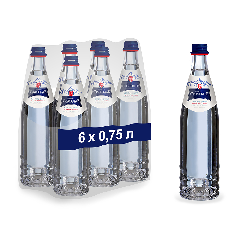 Вода питьевая природная СRISTELLE 0,75 л, без газа, стекло, премиум