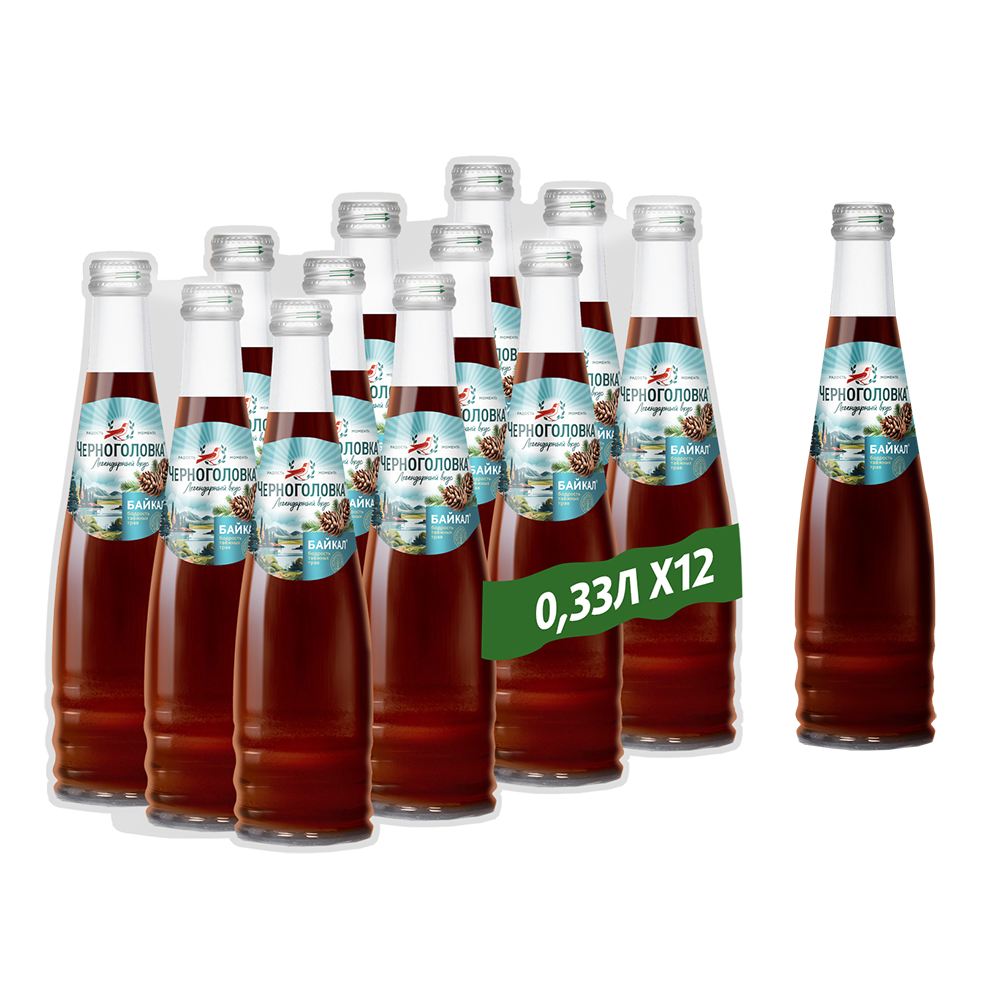  Лимонад ЧЕРНОГОЛОВКА Байкал 0,33 л, газ, стекло 0,33 литра 