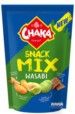 CHAKA snack mix: cмесь из обжаренного арахиса, зерна кукурузы и кукурузно-ржаных чаксов со вкусом васаби, 150 г 