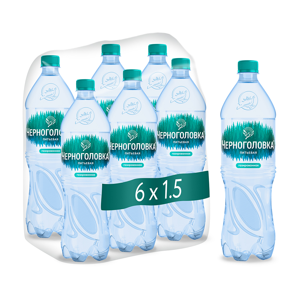 Вода питьевая ЧЕРНОГОЛОВКА 1,5 л, газ, ПЭТ