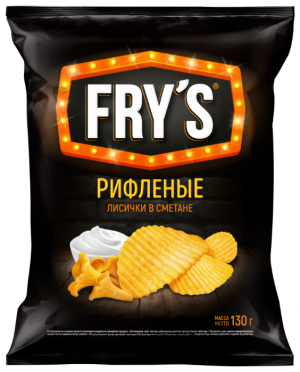 Чипсы из натурального картофеля рифленые Fry’s вкус Лисички в сметане, 130 г