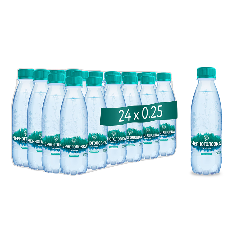 Вода питьевая ЧЕРНОГОЛОВКА 0,25 л, газ, ПЭТ