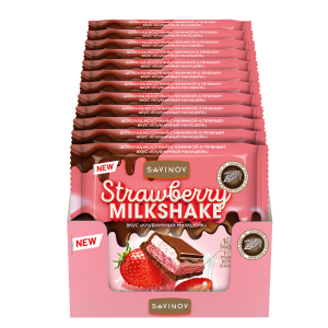 Шоколад молочный САВИНОВ с начинкой и печеньем, вкус «Strawberry Milkshake», 60 гр