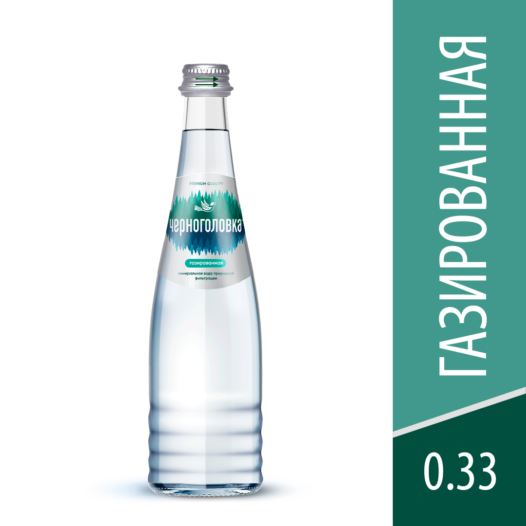 Вода питьевая минеральная ЧЕРНОГОЛОВКА 0,33 л, газ, стекло