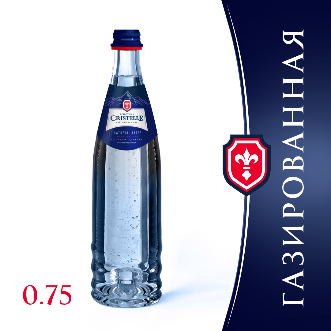 Вода питьевая природная СRISTELLE 0,75 л, газ, стекло, премиум