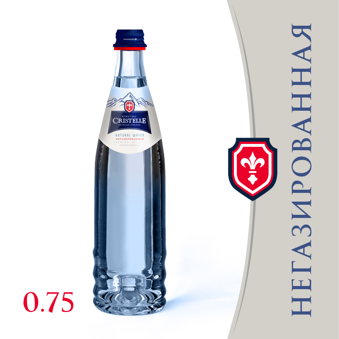 Вода питьевая природная СRISTELLE 0,75 л, без газа, стекло, премиум