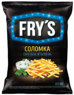 Чипсы из натурального картофеля соломка Fry’s вкус Сметана с зеленью, 90г