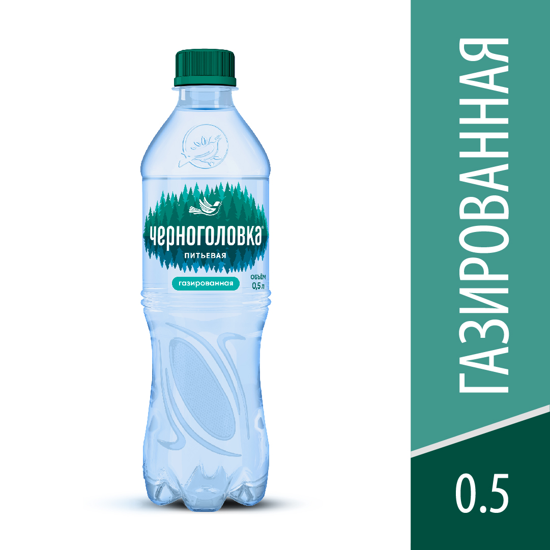 Вода питьевая ЧЕРНОГОЛОВКА 0,5 л, газ, ПЭТ