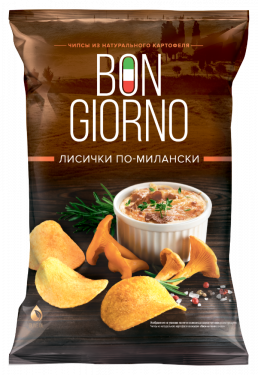 Чипсы из натурального картофеля Bon Giorno со вкусом Лисички по-милански, 90 г 