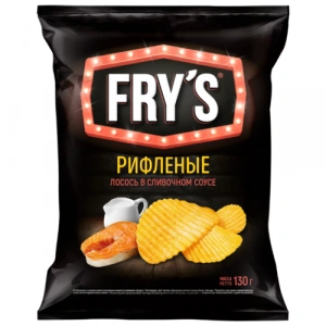 Чипсы из натурального картофеля рифленые FRY's, вкус лосось в сливочном соусе, 130 г