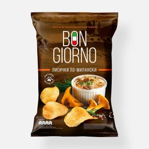 Чипсы из натурального картофеля BON GIORNO (Бон Жорно) со вкусом Лисички по-милански, 80 г 
